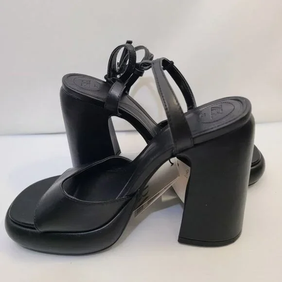 ZARA HIGH-HEEL PLATFORM SANDALS BLACK SIZE 63307/110